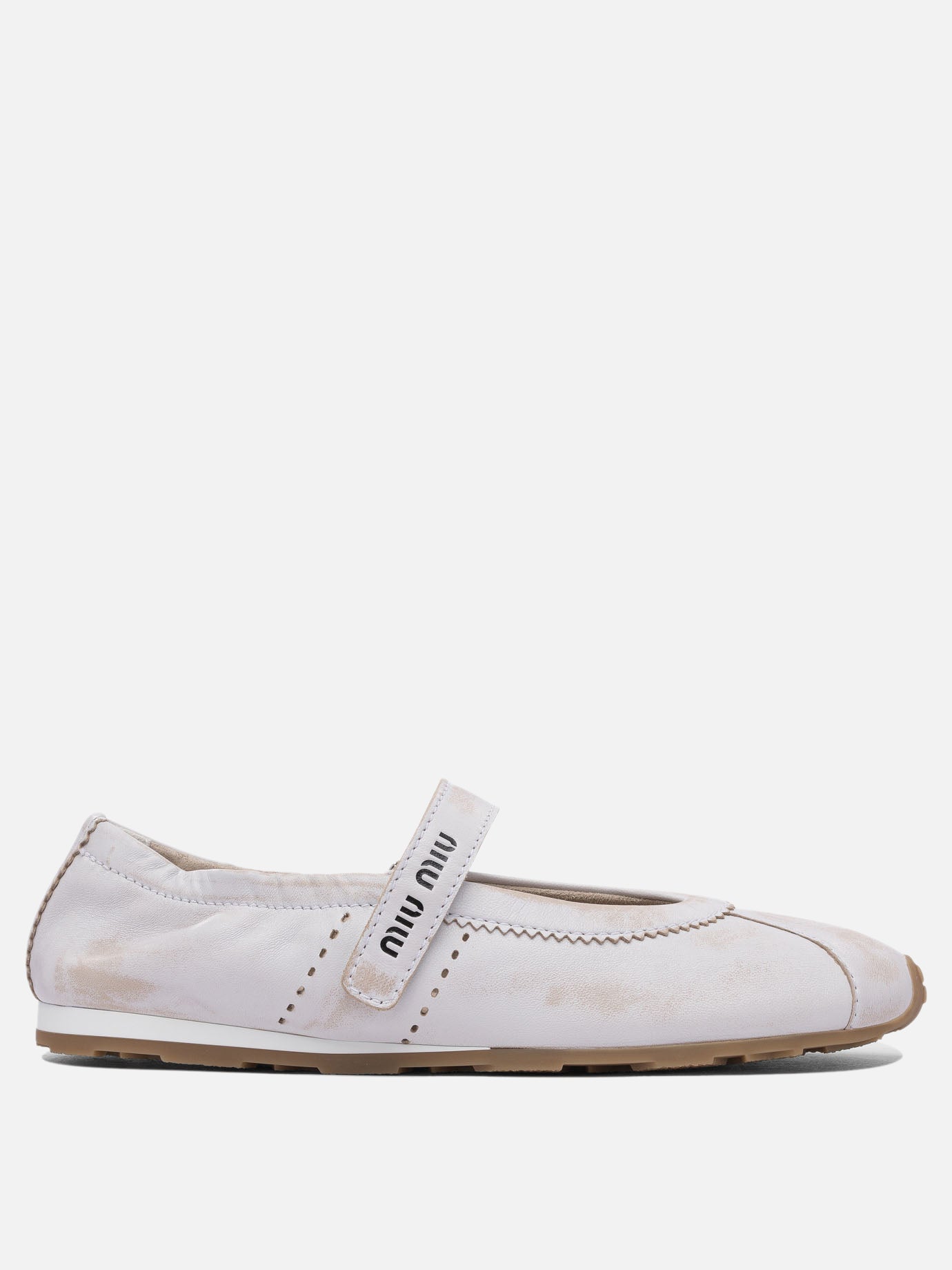 Miu Miu Bleached leather ballet flats 11364130_36 White thumbnail_1
