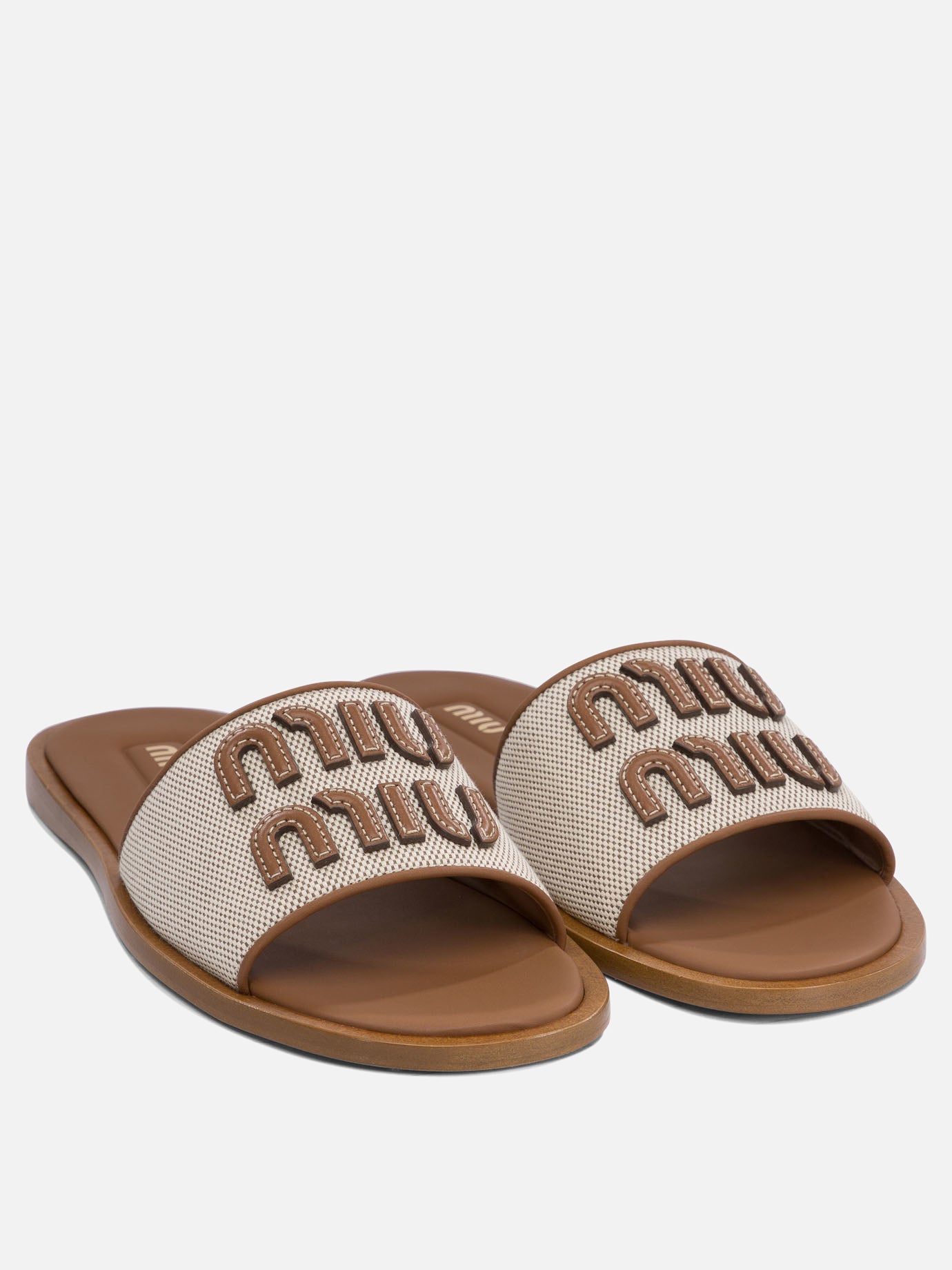 Canvas and leather slides