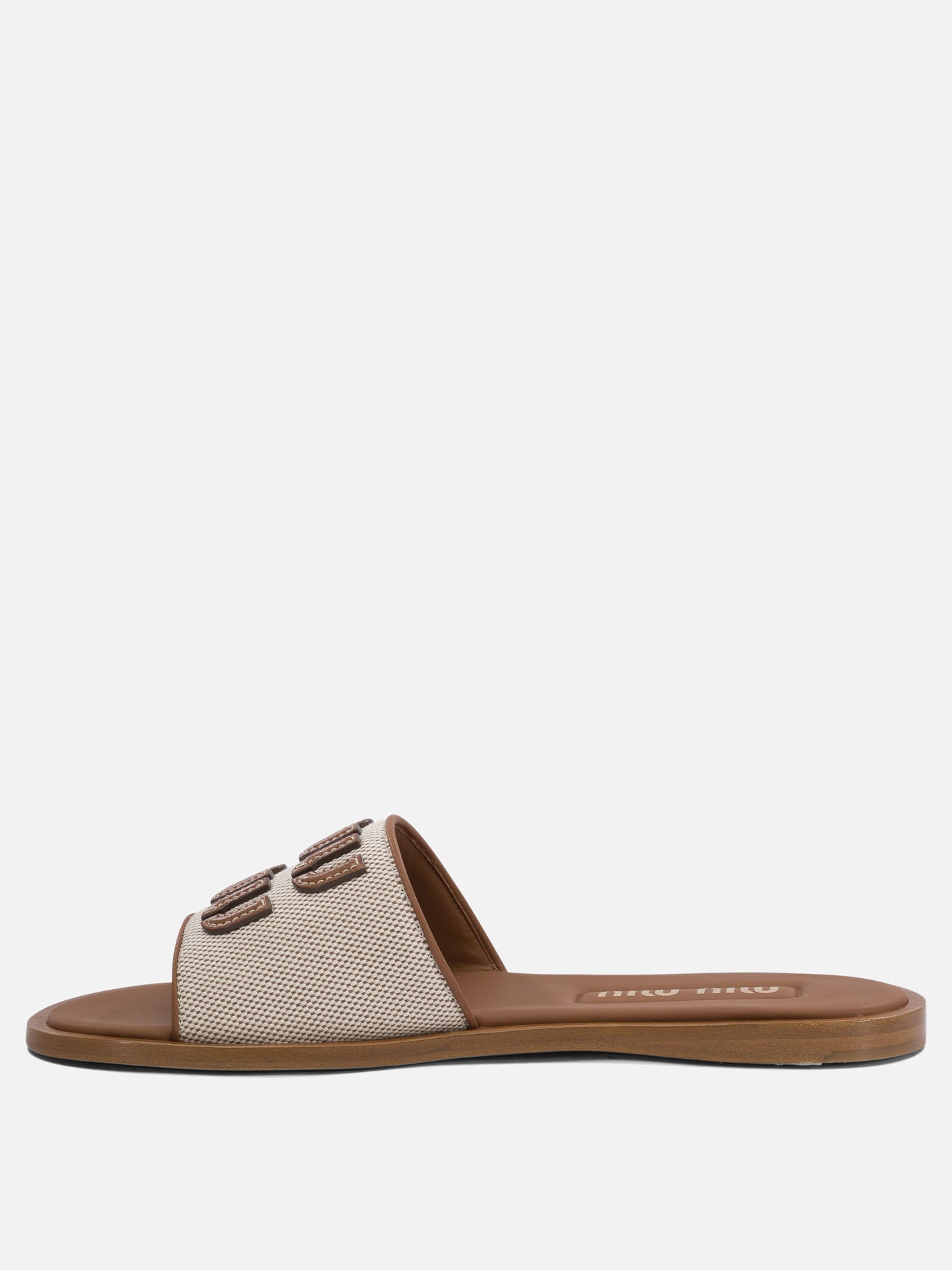 Miu Miu Canvas and leather slides 19263804_36 Beige thumbnail_3