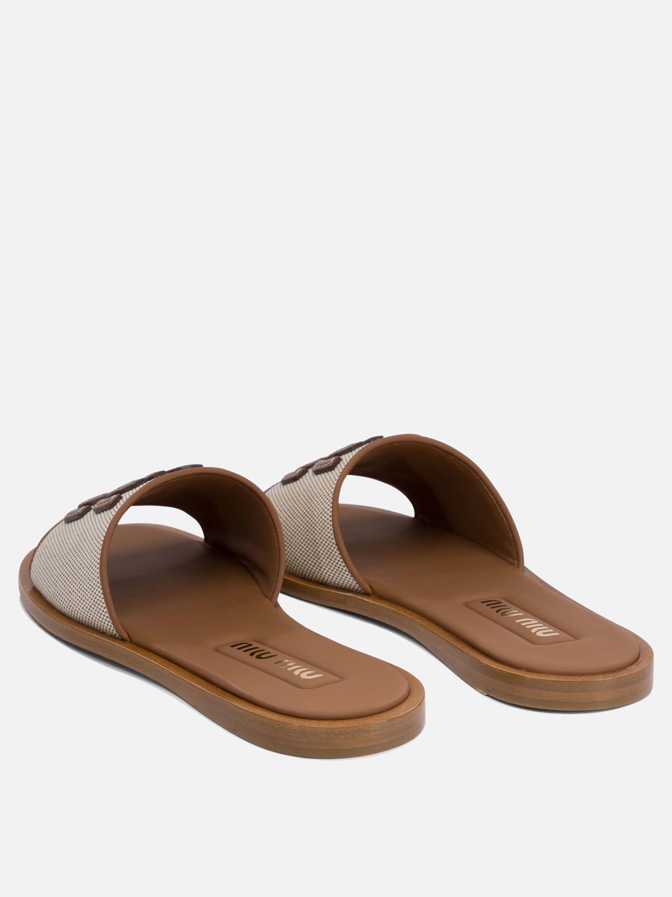 Canvas and leather slides
