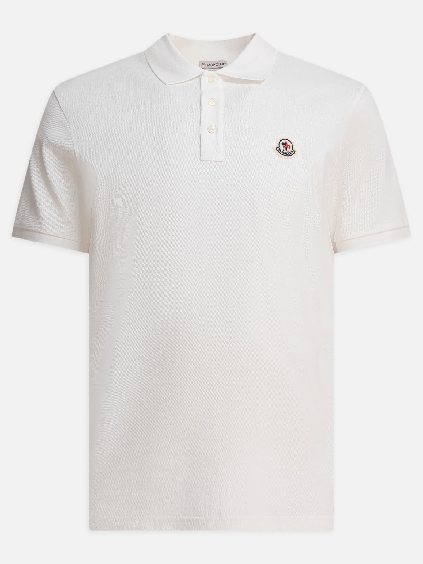 Moncler Cotton pique polo shirt with logo patch 12046665_S White thumbnail_1