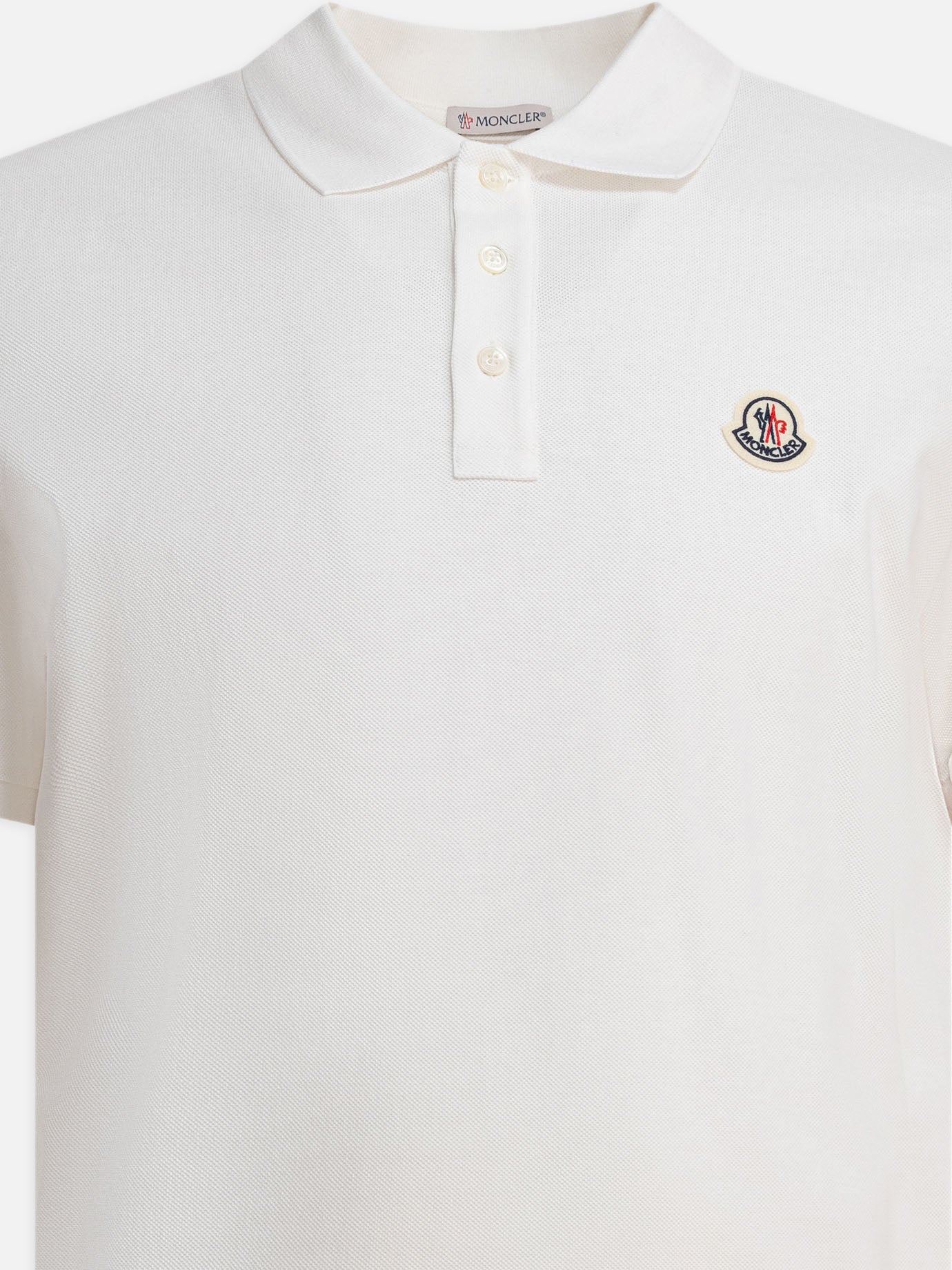Moncler Cotton pique polo shirt with logo patch White