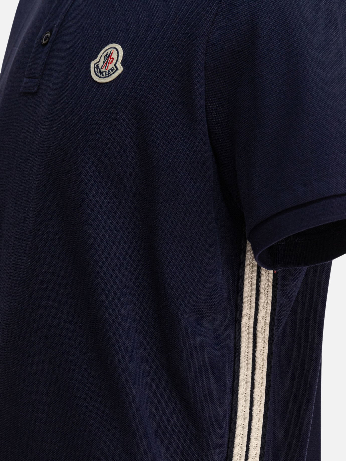 Moncler Cotton pique polo shirt with logo patch 17467239_S Blue thumbnail_3