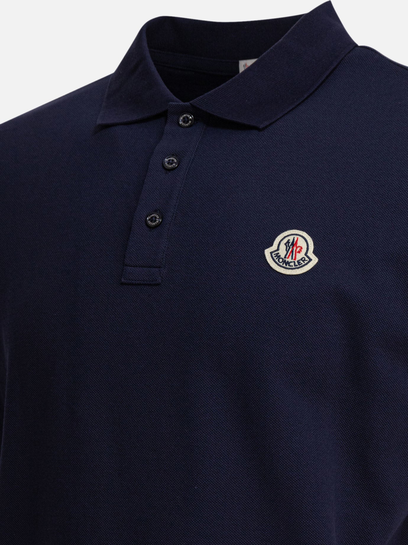 Moncler Cotton pique polo shirt with logo patch 17467239_S Blue thumbnail_4