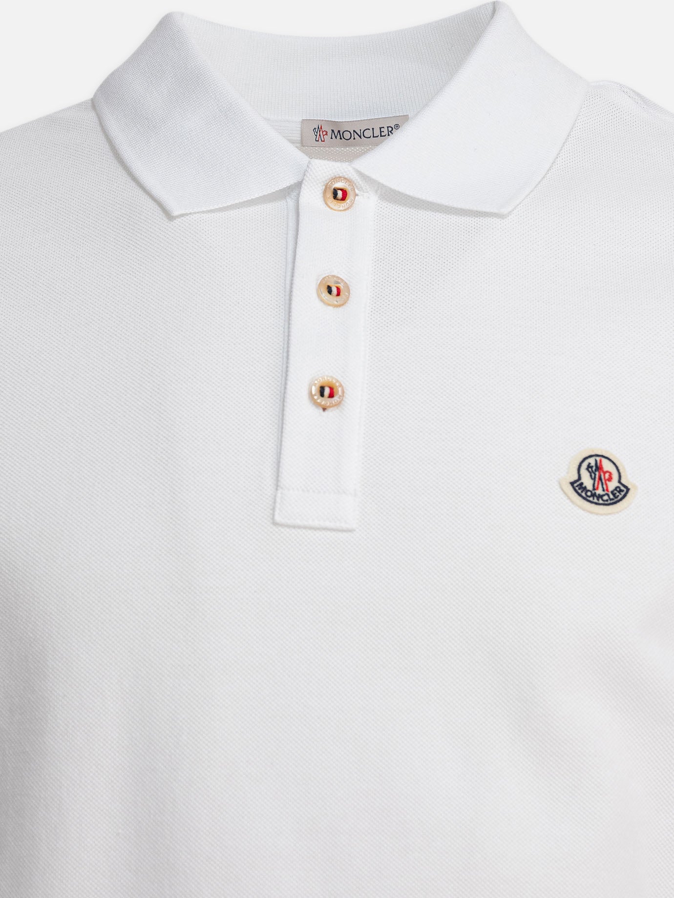 Moncler Cotton pique polo shirt with logo patch 18658619_S White thumbnail_3