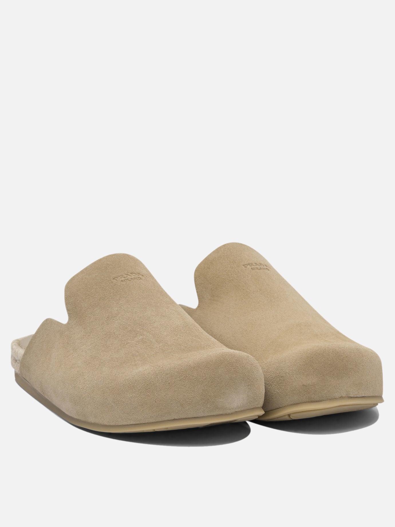 Prada Suede leather sabot 19665081_6 Beige thumbnail_2