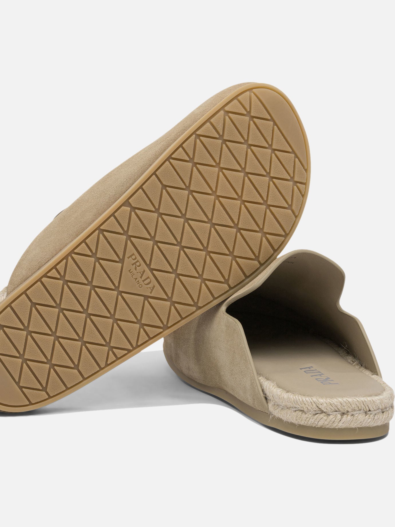 Prada Suede leather sabot 19665081_6 Beige thumbnail_5