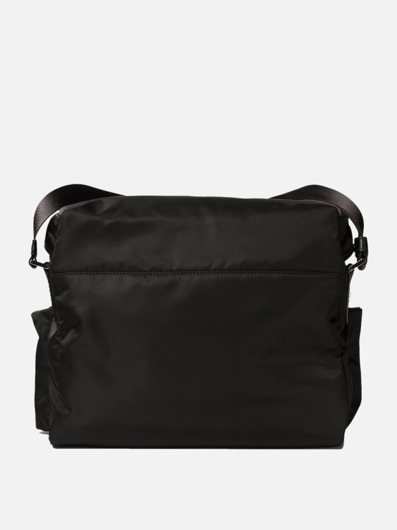 Re-Nylon and leather crossbody bag