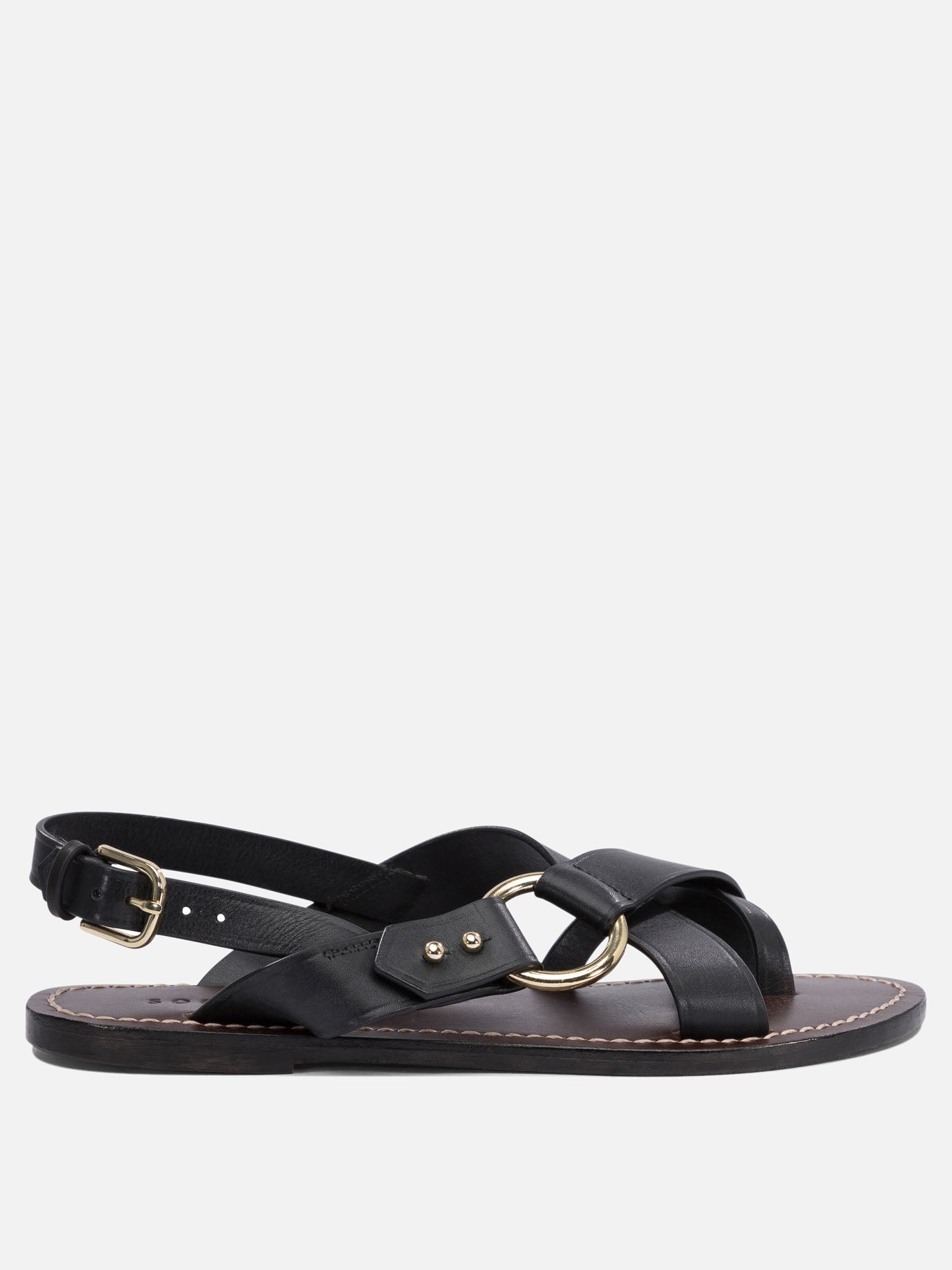 Flat sandals 100% leather - 100% leather  Black - Soeur Women | PDP | VIETTI Online Store | thumbnail
