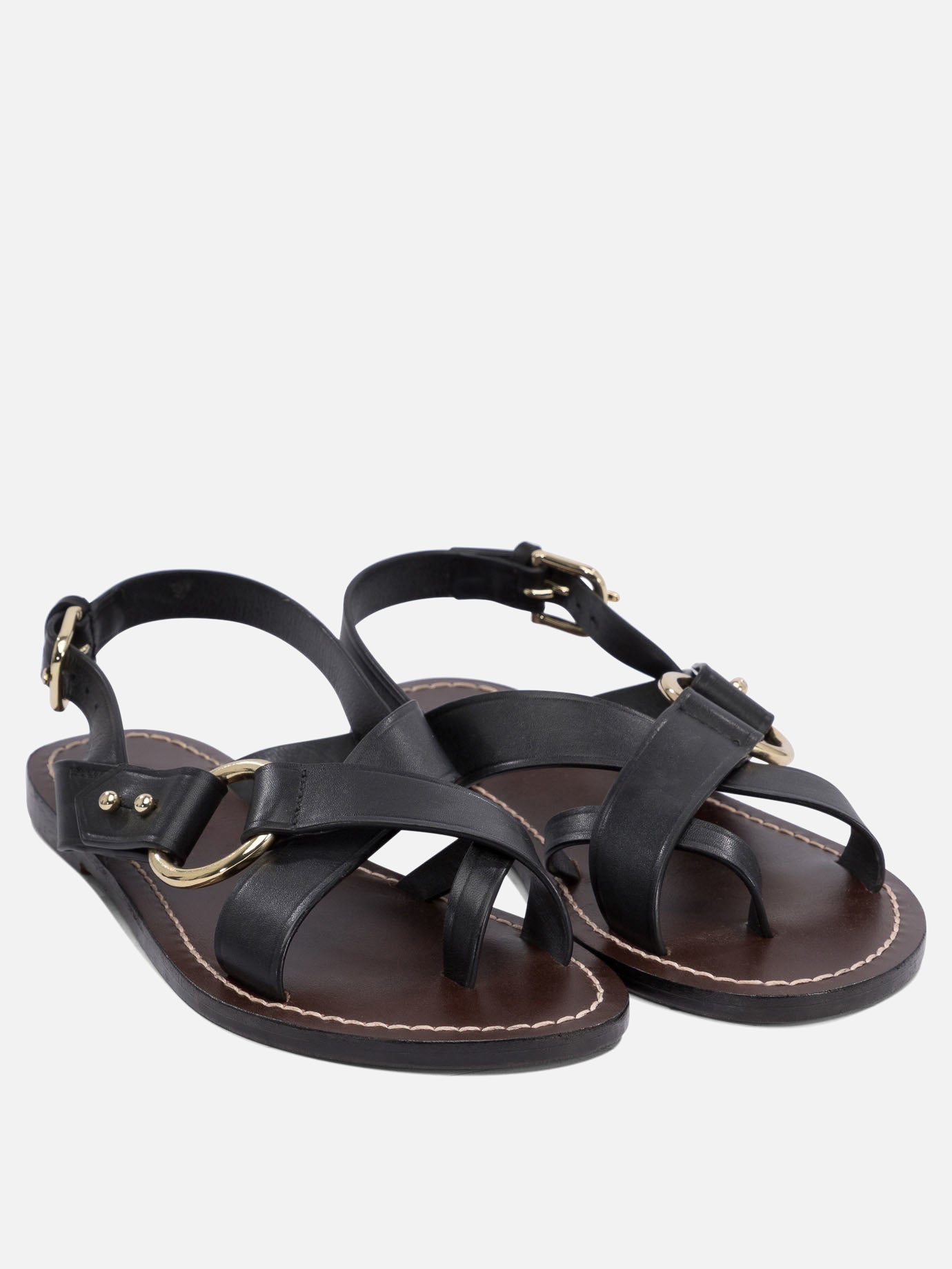 Flat sandals 100% leather - 100% leather  Black - Soeur Women | PDP | VIETTI Online Store | thumbnail_2