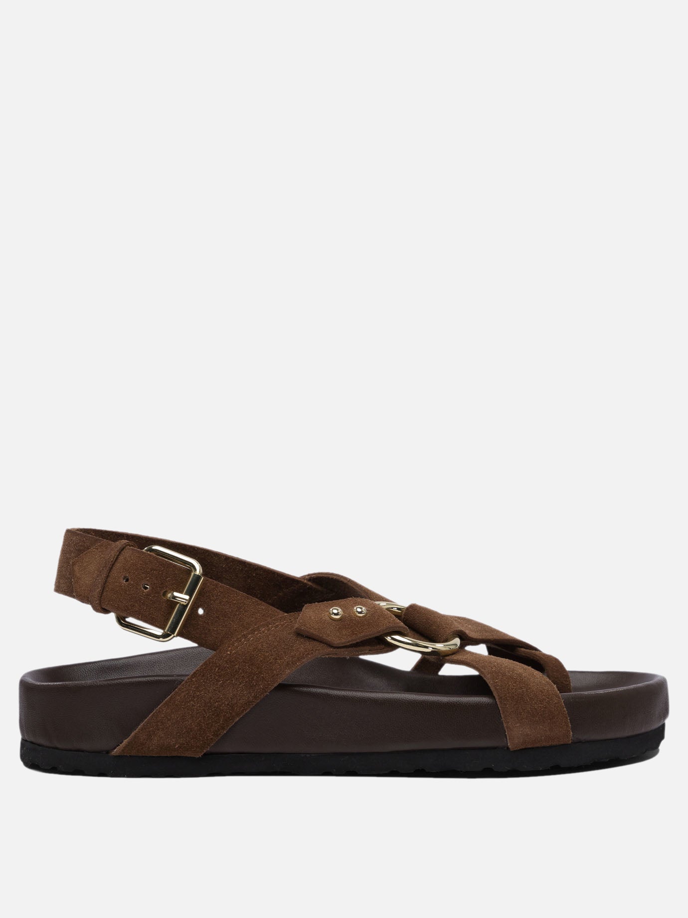 Flat sandals 100% bovine leather - 100% rubber  Brown - Soeur Women | PDP | VIETTI Online Store | Zoom-Modal
