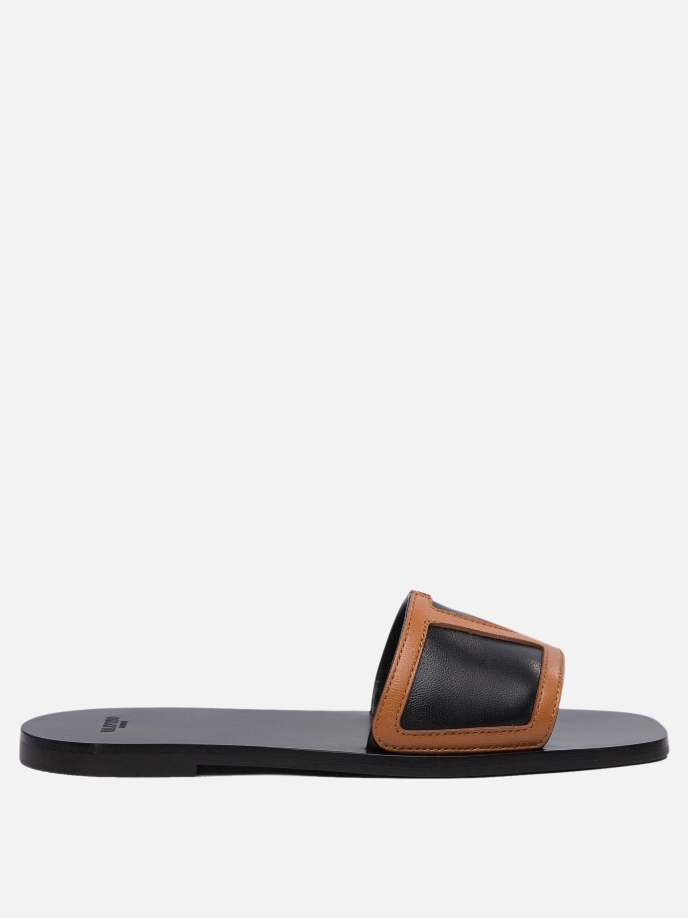 Flat sandals 100% leather - 100% leather  Black - Valentino Garavani Women | PDP | VIETTI Online Store | thumbnail