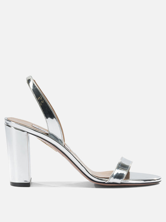 Heeled sandals 40% polyester 38% polyurethane 22% thermoplastic polyurethane - 100% calf leather  Silver - Aquazzura Women | PLP | VIETTI Online Store 
