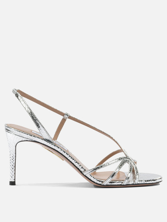 Heeled sandals 100% goat leather - 100% calf leather  Silver - Aquazzura Women | PLP | VIETTI Online Store 
