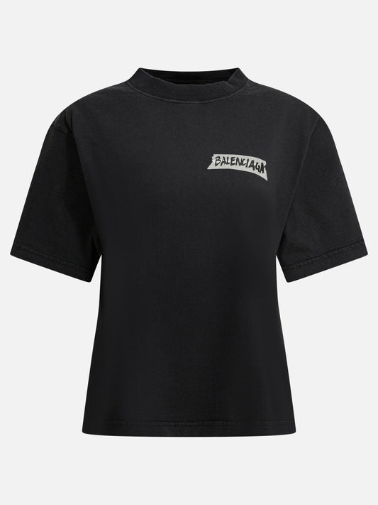 Crewneck t-shirts Logo  Black - Balenciaga Women | PDP | VIETTI Online Store 
