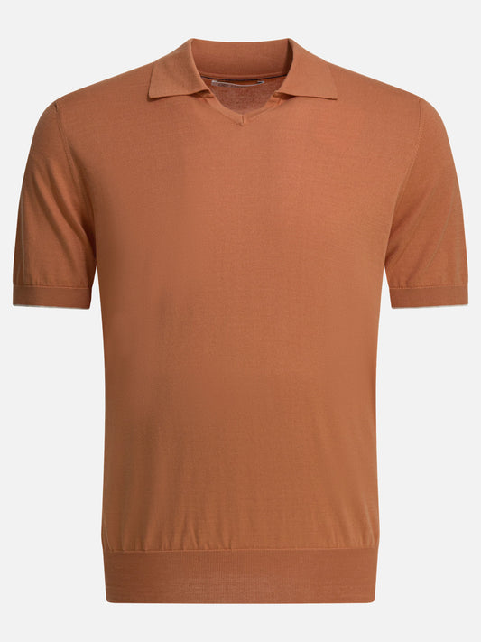 Polo shirts without buttons Solid colour  Orange - Brunello Cucinelli Men | PDP | VIETTI Online Store 
