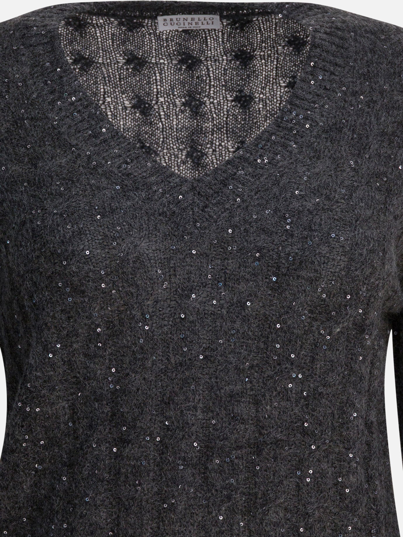 V neck sweaters Textured knit  Blue - Brunello Cucinelli Women | PDP | VIETTI Online Store | thumbnail_3