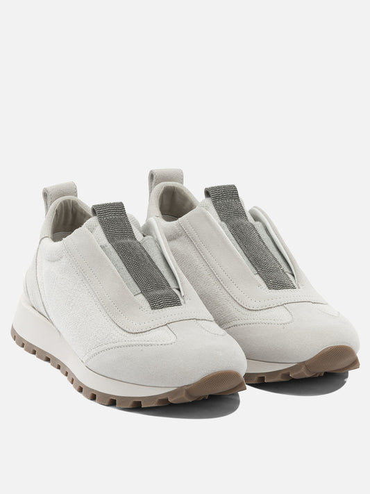Low top sneakers 63% cotton 37% linen - 100% rubber  White - Brunello Cucinelli Women | PDP | VIETTI Online Store | 2

