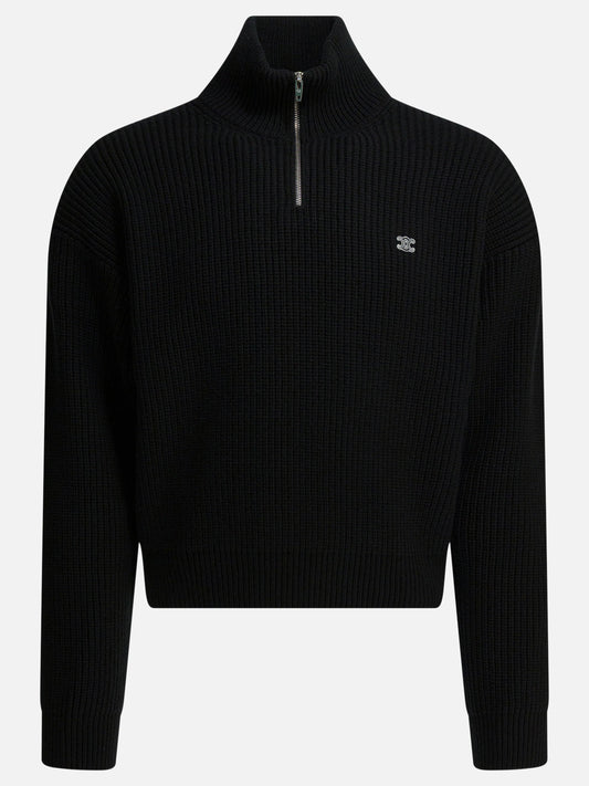 Half zip sweaters 100% wool  Black - Celine Men | PDP | VIETTI Online Store 
