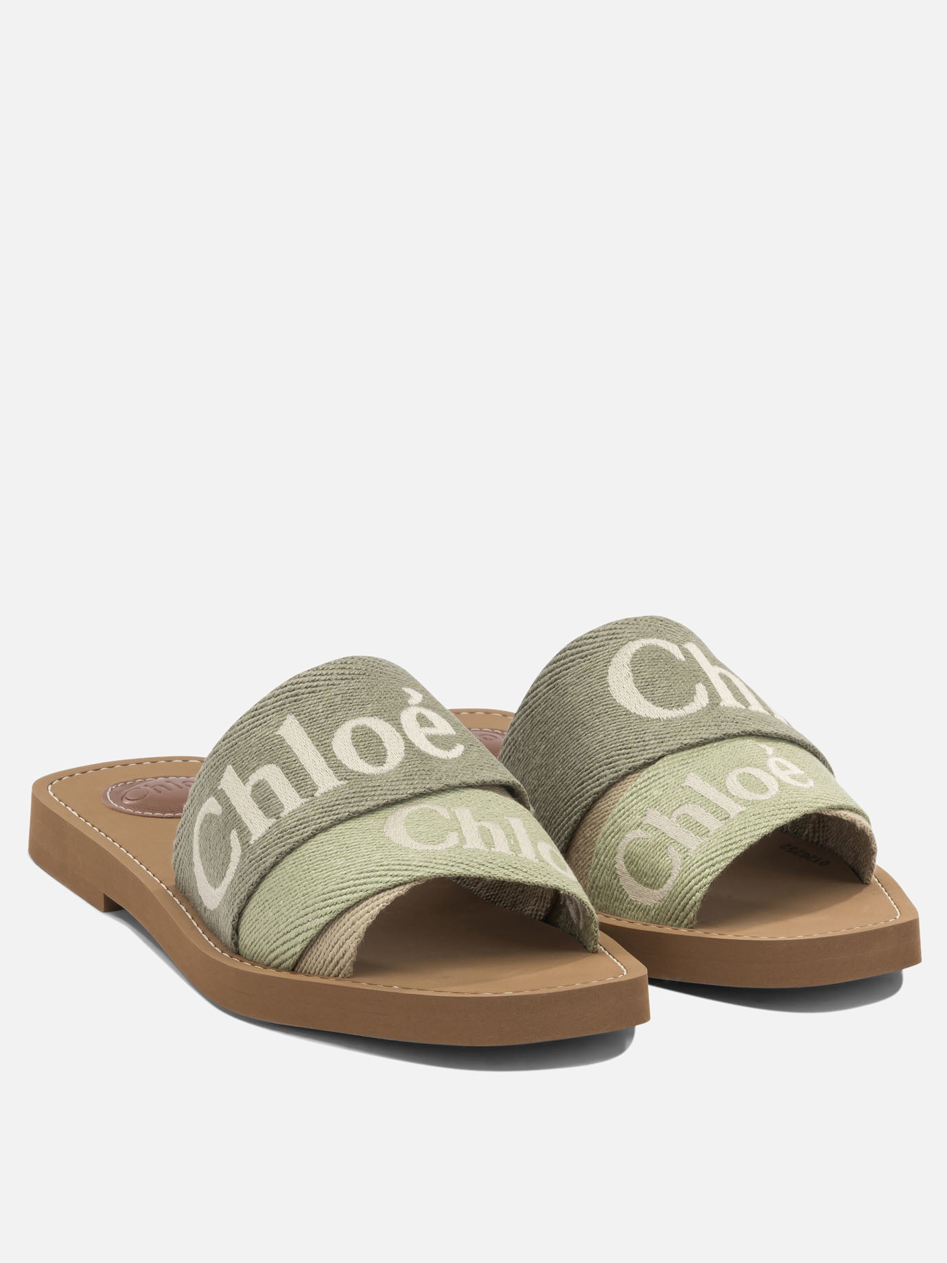 Flat sandals 90% linen 10% polyester - 100% ethylene vinyl acetate  Green - Chloé Women | PDP | VIETTI Online Store | Zoom-Modal_2
