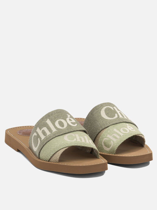 Flat sandals 90% linen 10% polyester - 100% ethylene vinyl acetate  Green - Chloé Women | PDP | VIETTI Online Store | 2
