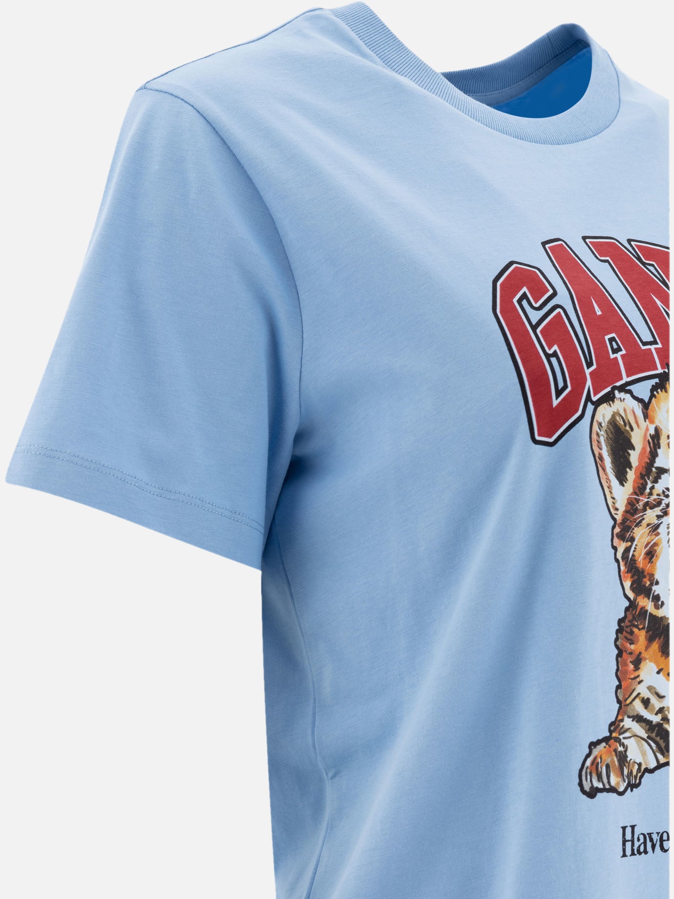 Crewneck t-shirts Logo  Light blue - Ganni Women | PDP | VIETTI Online Store | Zoom-Modal_4
