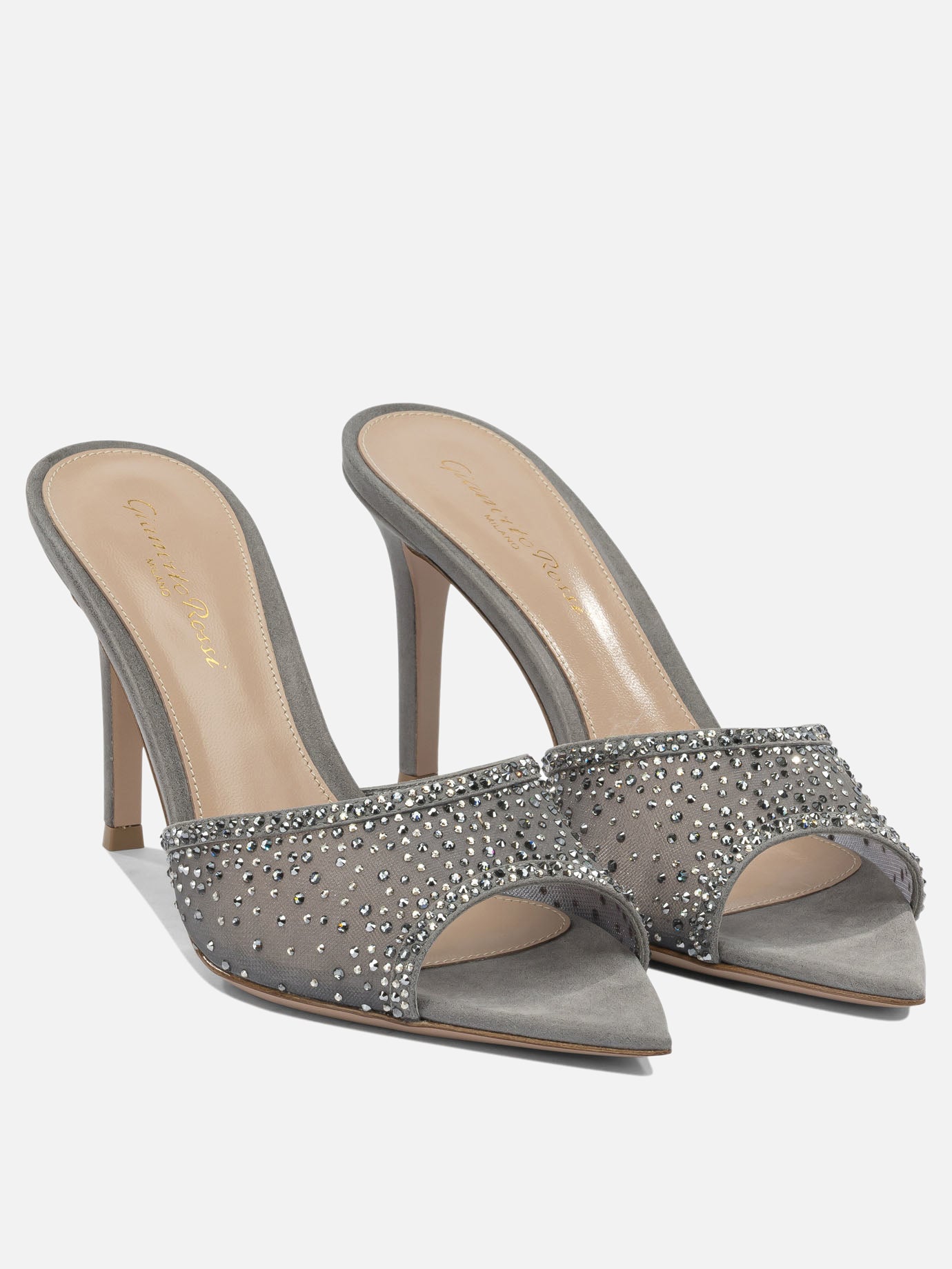 Heeled sandals 70% fabric 30% suede - 100% leather  Grey - Gianvito Rossi Women | PDP | VIETTI Online Store | thumbnail_2