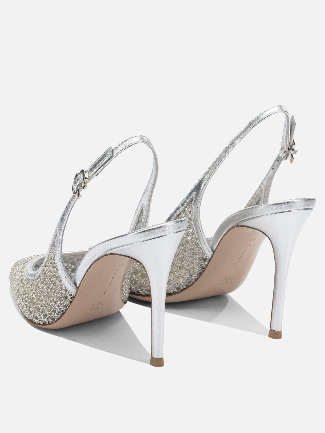 Slingbacks 90% fabric 10% leather - 100% leather  Silver - Gianvito Rossi Women | PDP | VIETTI Online Store | thumbnail_4