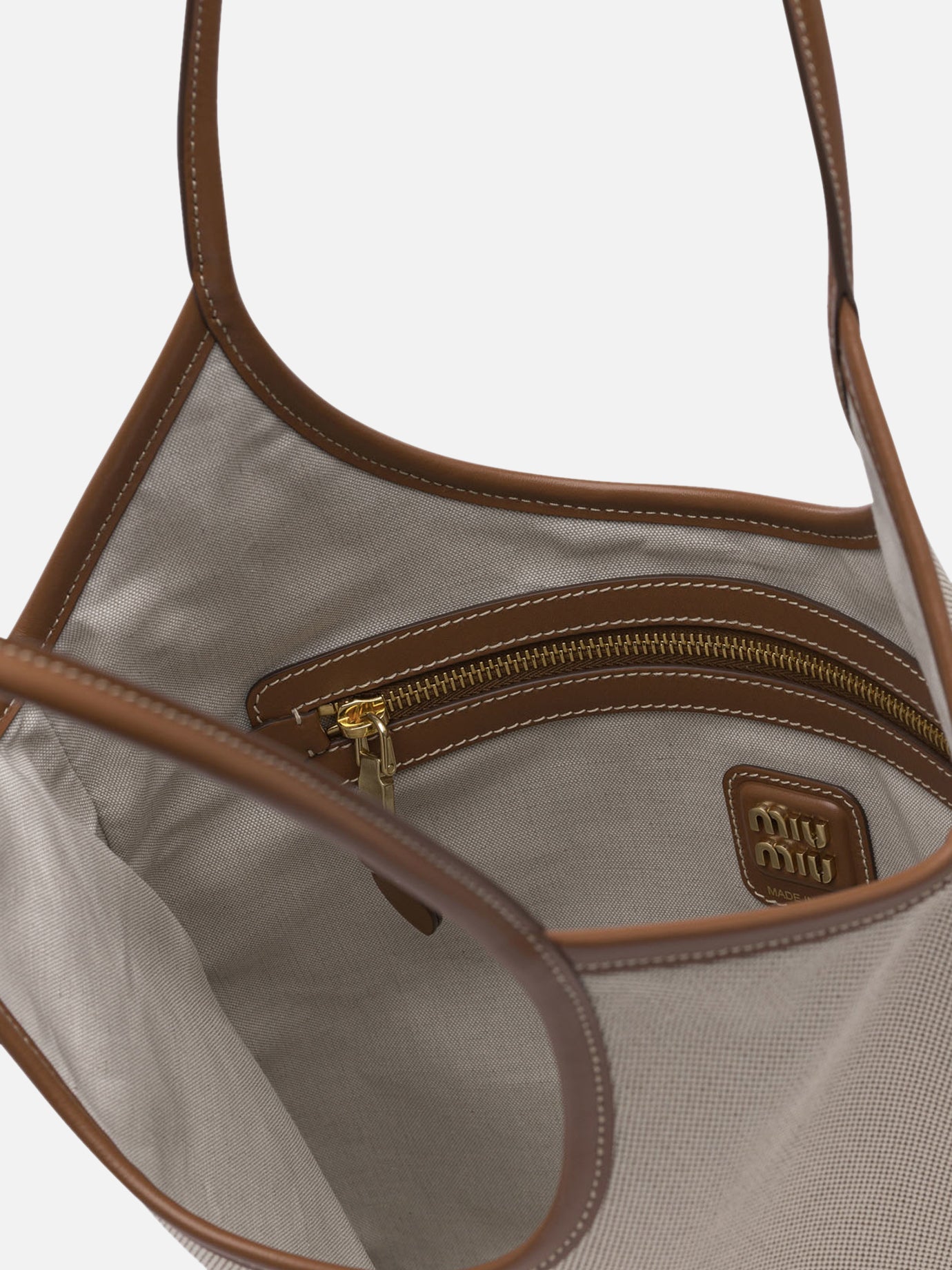 Medium bags 100% cotton 100% calf leather  Beige - Miu Miu Women | PDP | VIETTI Online Store | Zoom-Modal_5
