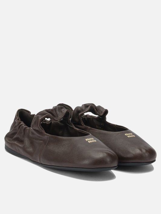 Classic ballet flats 100% lamb leather - 100% rubber  Brown - Miu Miu Women | PDP | VIETTI Online Store | 2
