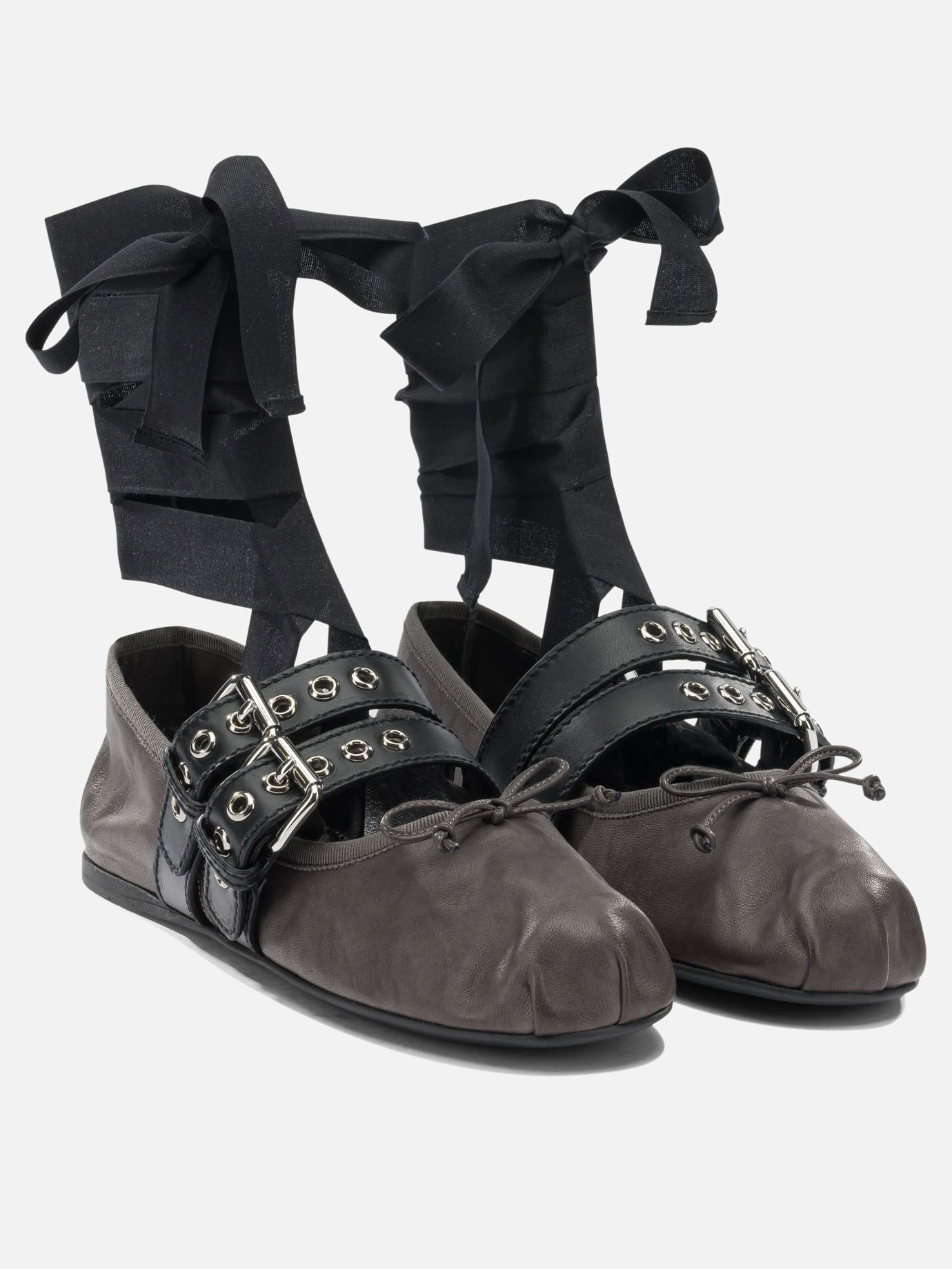 Classic ballet flats 100% lamb leather - 100% calf leather  Brown - Miu Miu Women | PDP | VIETTI Online Store | thumbnail_2