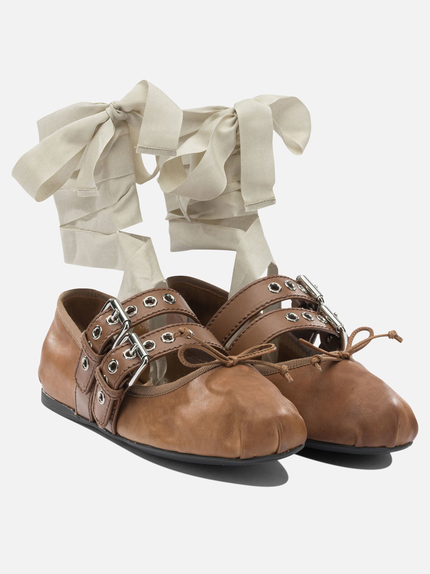 Classic ballet flats 100% lamb leather - 100% calf leather  Brown - Miu Miu Women | PDP | VIETTI Online Store | Zoom-Modal_2
