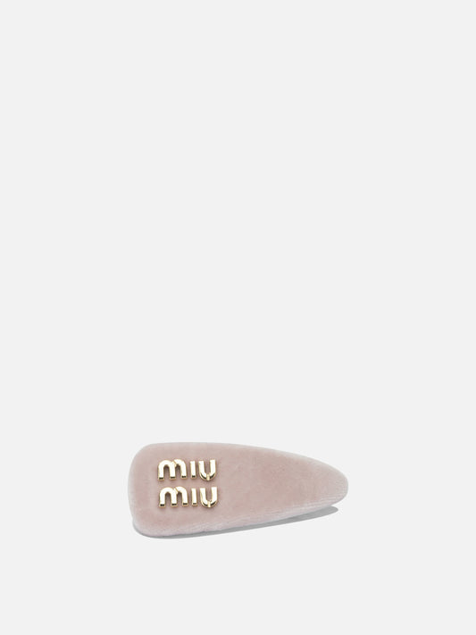 Hair clips 100% brass - 100% cotton - 100% lamb leather  Pink - Miu Miu Women | PDP | VIETTI Online Store 
