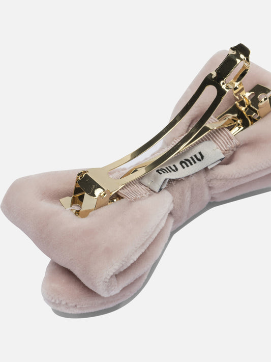 Hair clips 100% brass - 100% cotton  White - Miu Miu Women | PDP | VIETTI Online Store | 2
