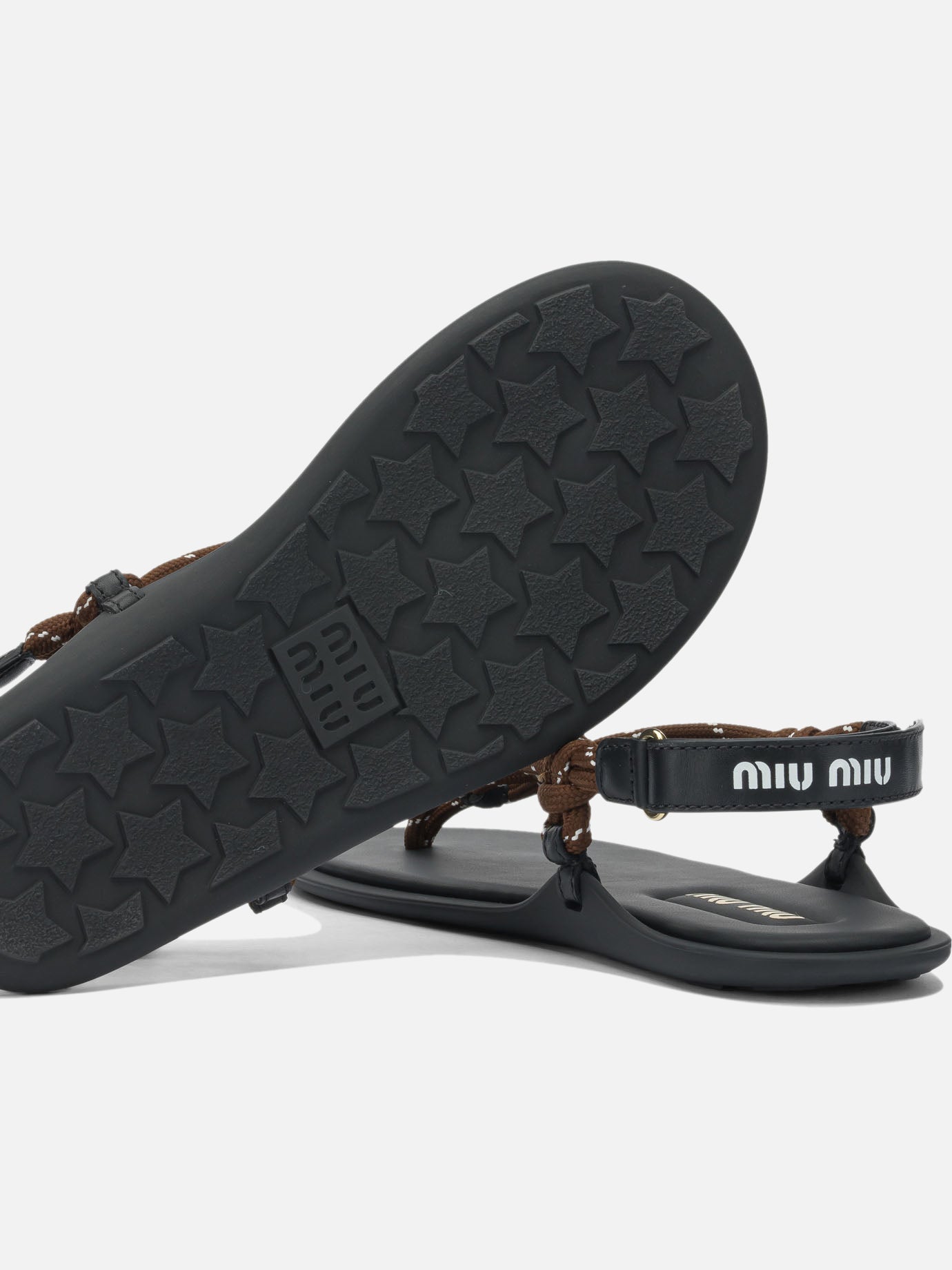Flat sandals 100% polyester - 100% calf leather  Brown - Miu Miu Women | PDP | VIETTI Online Store | thumbnail_5