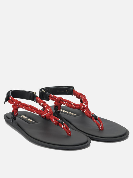 Flat sandals 100% polyester - 100% calf leather  Red - Miu Miu Women | PDP | VIETTI Online Store | 2
