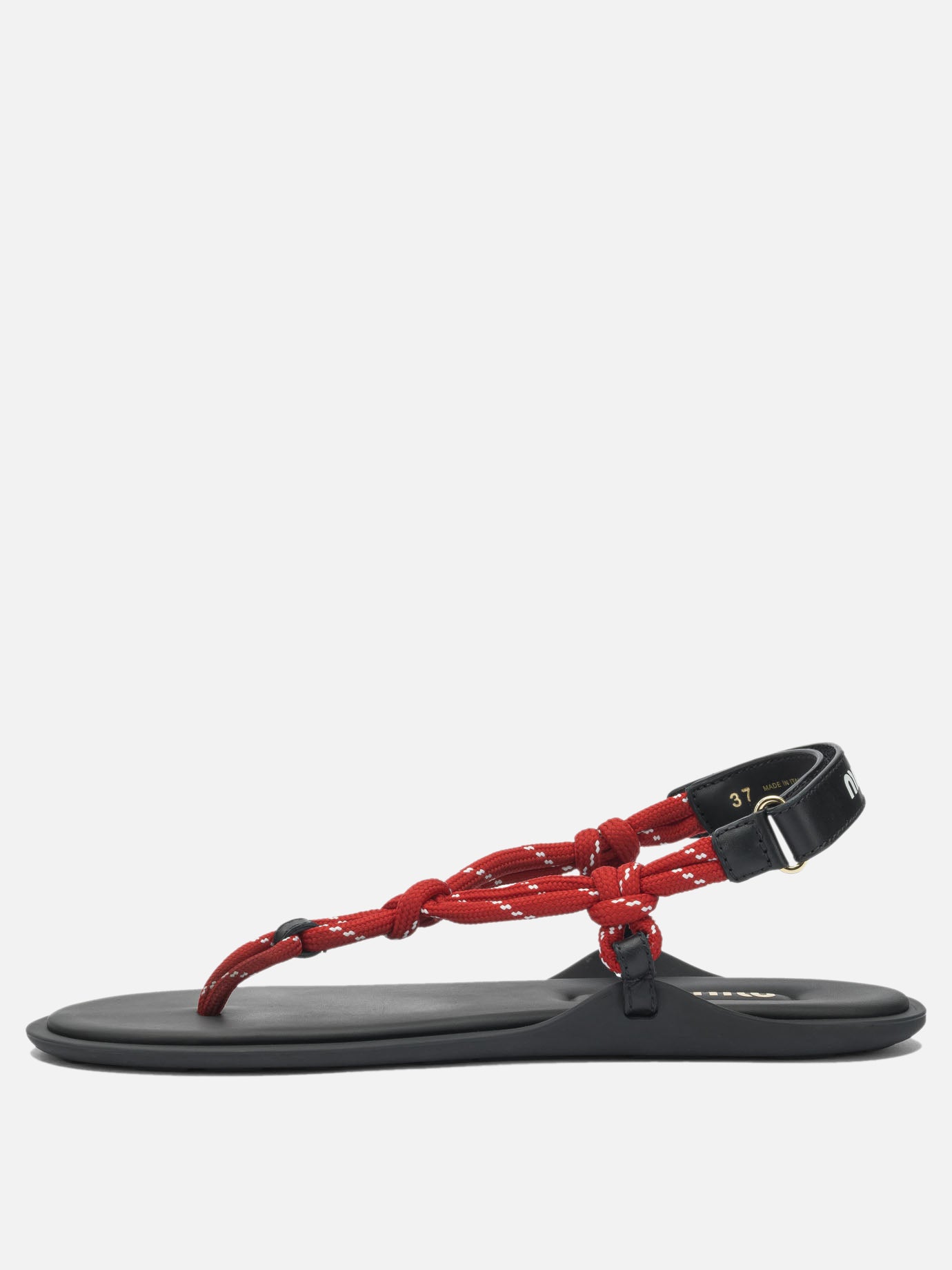 Flat sandals 100% polyester - 100% calf leather  Red - Miu Miu Women | PDP | VIETTI Online Store | thumbnail_3