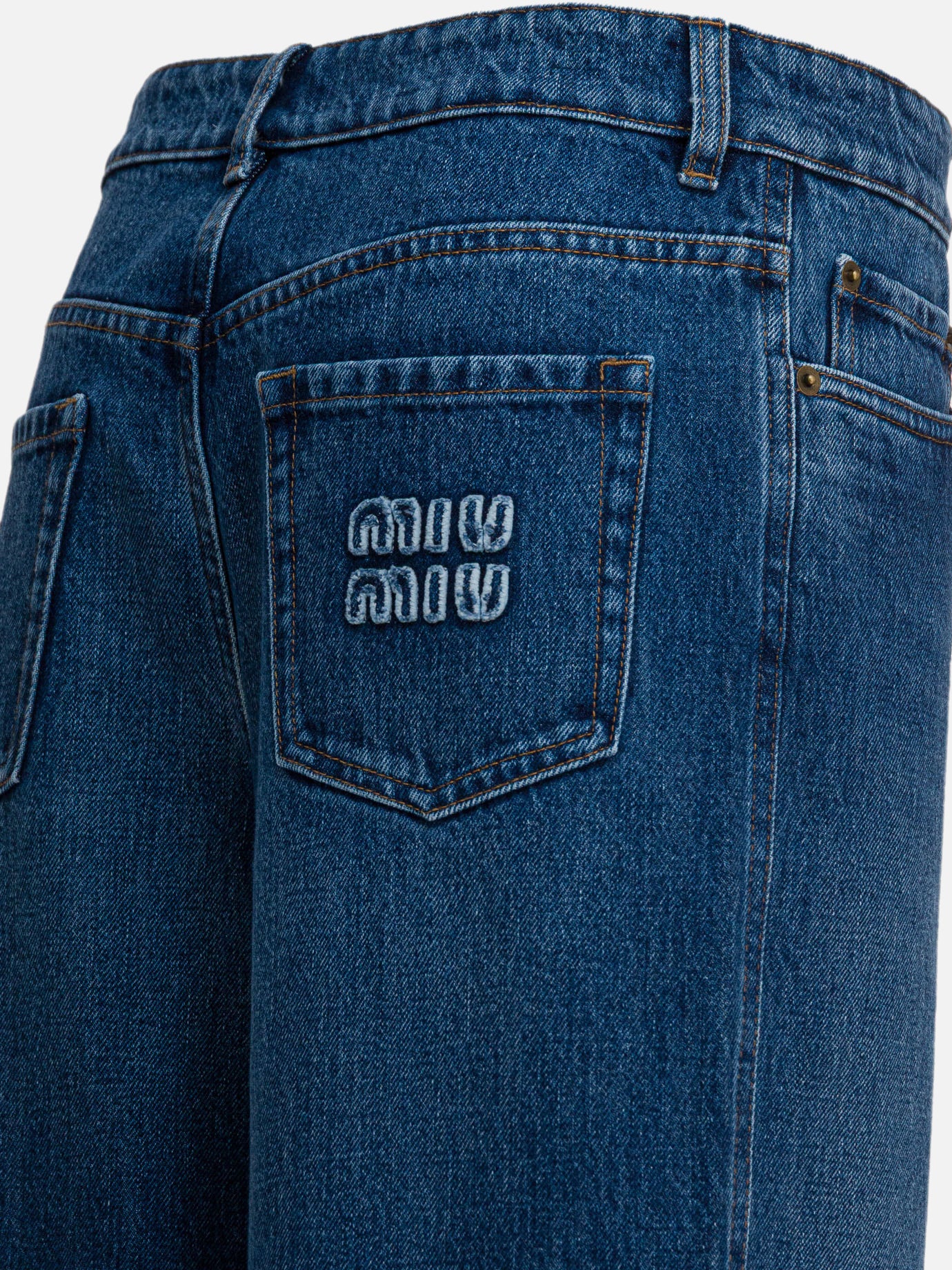 Wide-leg jeans Logo  Blue - Miu Miu Women | PDP | VIETTI Online Store | thumbnail_4