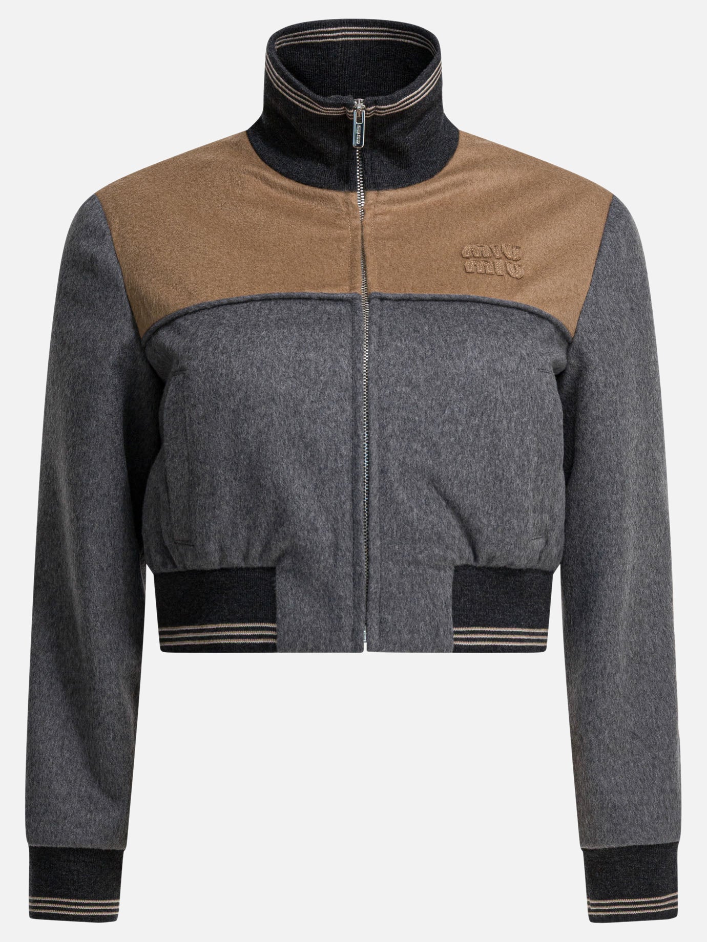 Bomber jackets Logo  Grey - Miu Miu Women | PDP | VIETTI Online Store | Zoom-Modal
