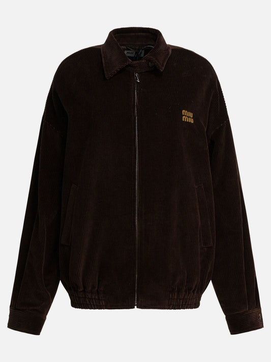 Bomber jackets Logo  Brown - Miu Miu Women | PDP | VIETTI Online Store 
