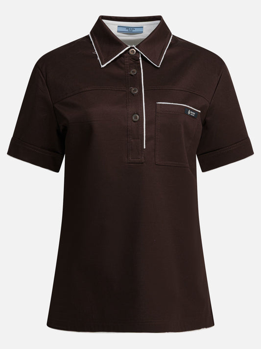 Polo shirts with buttons Solid colour  Brown - Prada Women | VIETTI Online Store 
