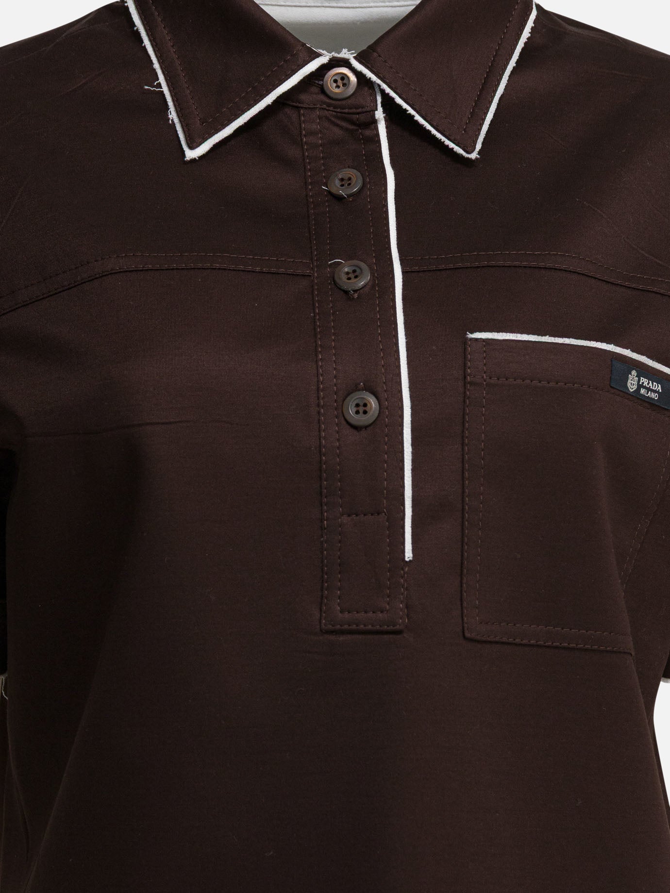 Polo shirts with buttons Solid colour  Brown - Prada Women | PDP | VIETTI Online Store | Zoom-Modal_3
