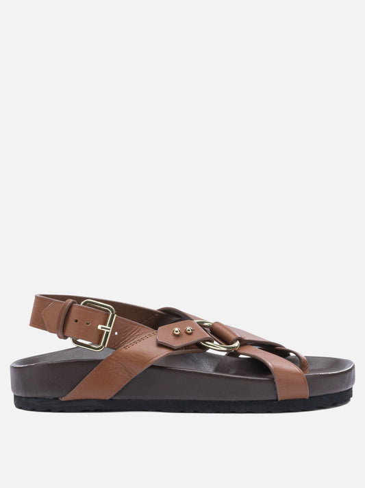 Flat sandals 100% leather - 100% rubber  Brown - Soeur Women | PLP | VIETTI Online Store 
