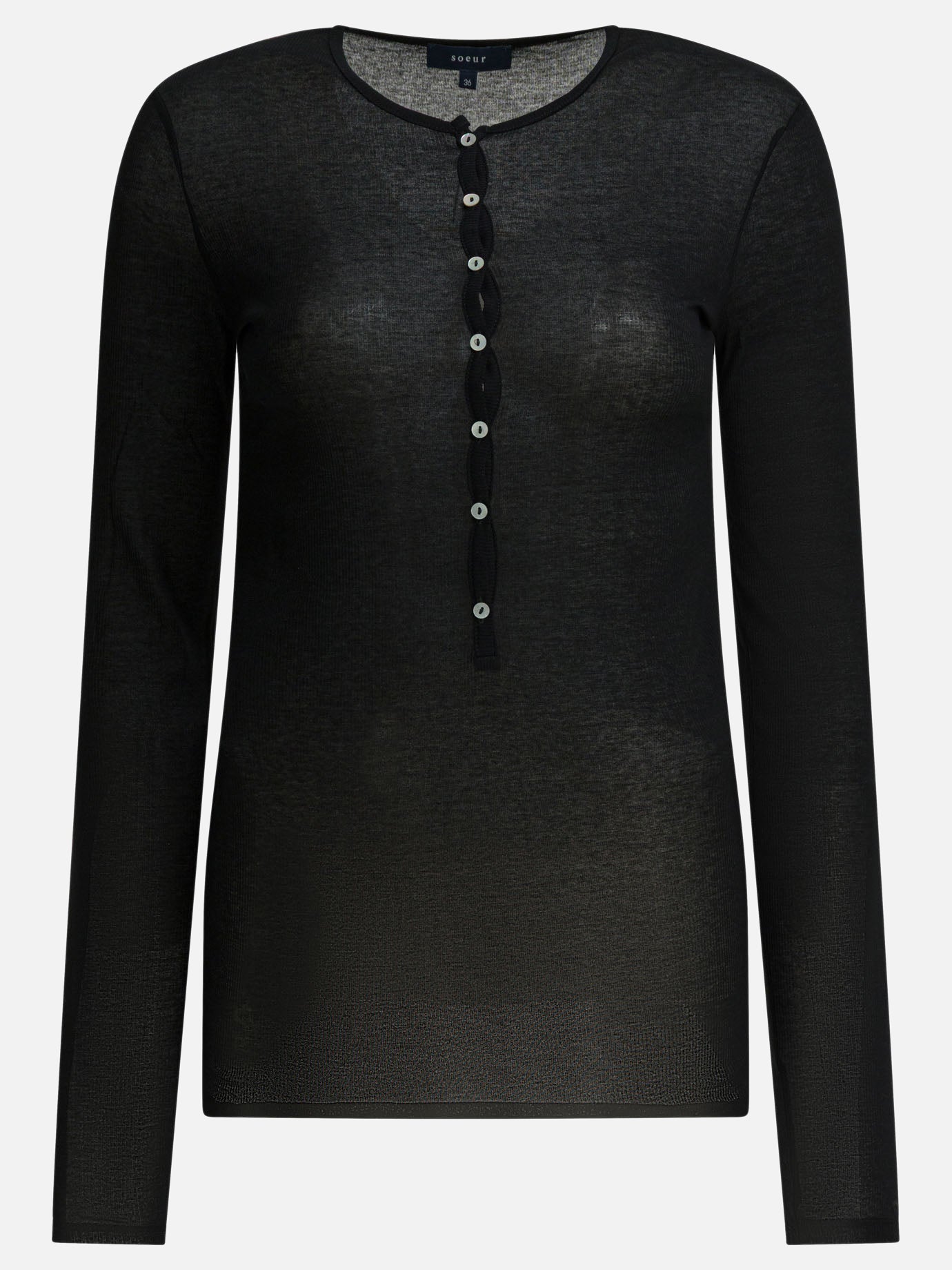 Henley t-shirts Solid colour  Black - Soeur Women | PDP | VIETTI Online Store | thumbnail