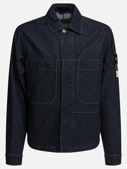 Denim jackets Solid colour  Blue - Stone Island Men | VIETTI Online Store 
