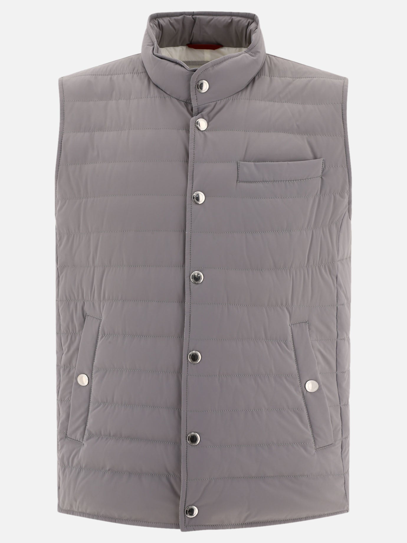 Vest jackets 83% nylon 17% elastane - Padding: down and feathers  Grey - Brunello Cucinelli Men | PDP | VIETTI Online Store | Zoom-Modal
