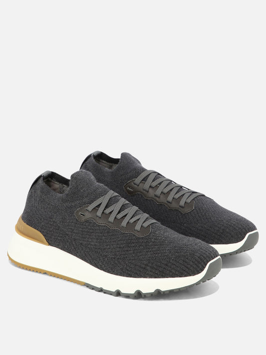 Low top sneakers 100% lana - 100% gomma  Grey - Brunello Cucinelli Men | PLP | VIETTI Online Store | 2
