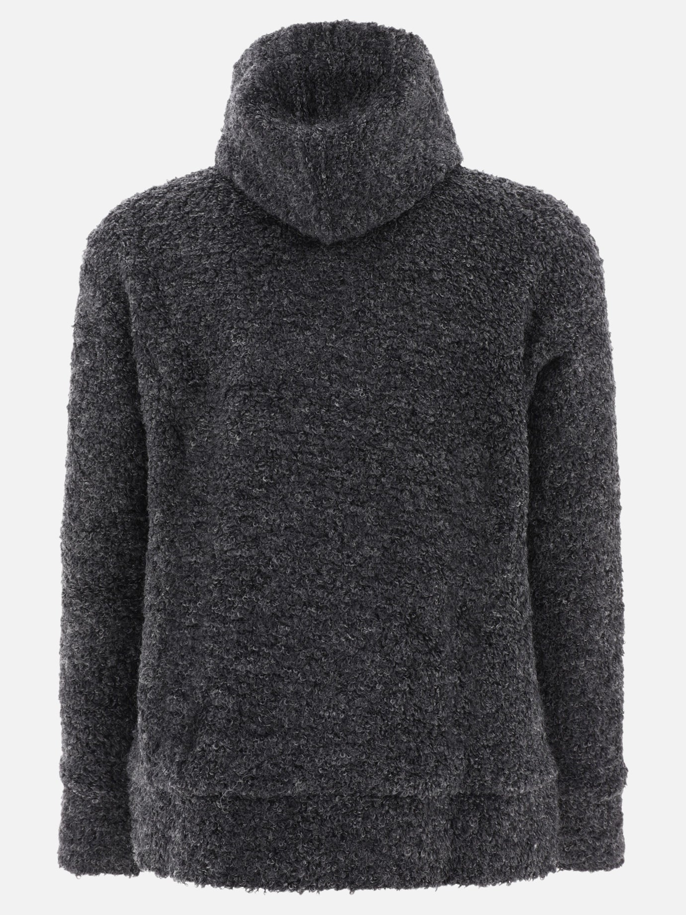 Textured drawstring zipped hoodie