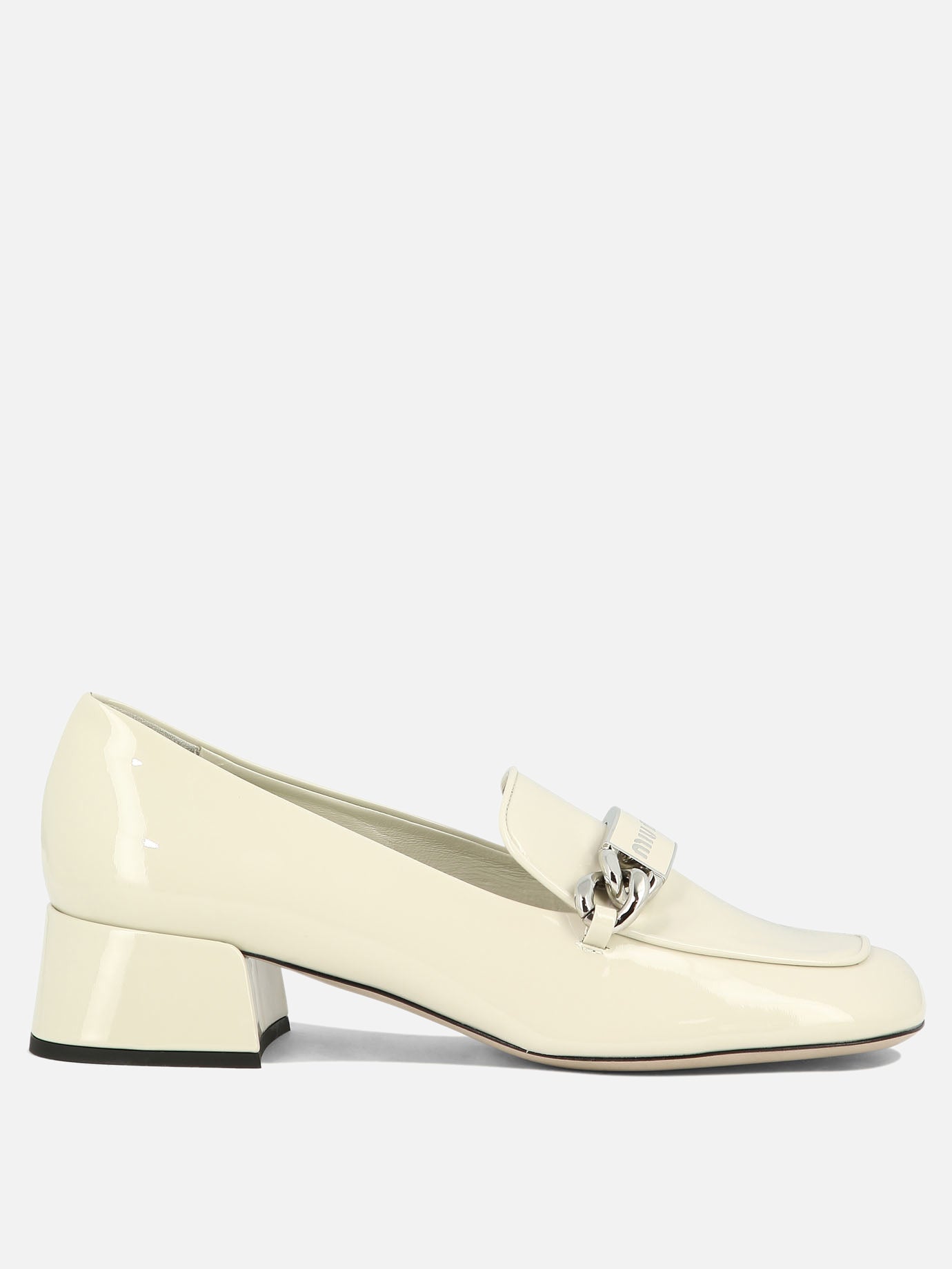Loafers 100% pelle verniciata - 100% cuoio  White - Miu Miu Women | PDP | VIETTI Online Store | Zoom-Modal
