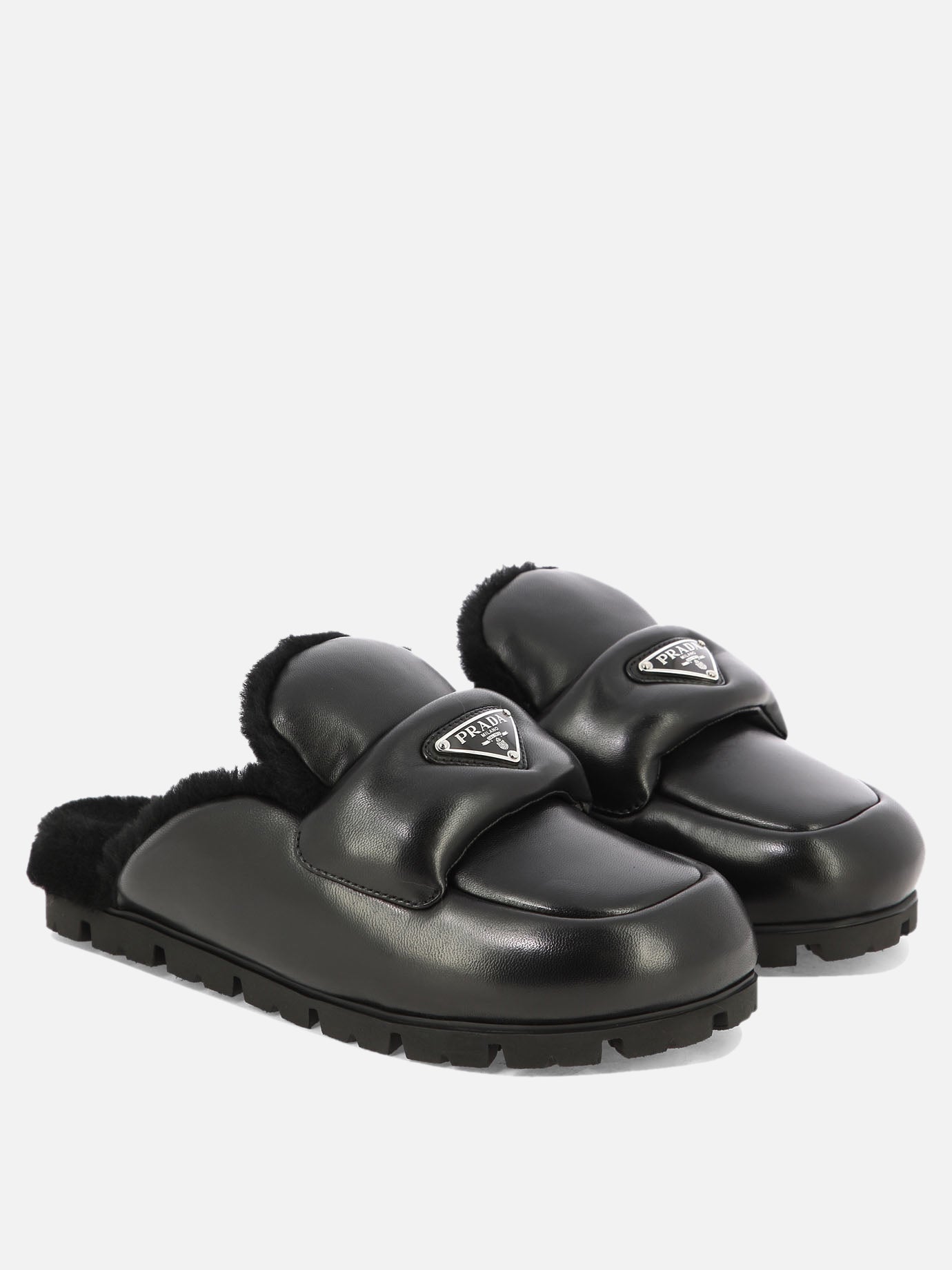 Slippers 100% pelle di agnello - 100% gomma  Black - Prada Women | PDP | VIETTI Online Store | thumbnail_2